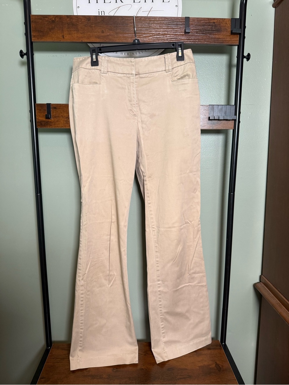 New York & Company Khaki Stretch Bootcut Pants Size 8 Tall